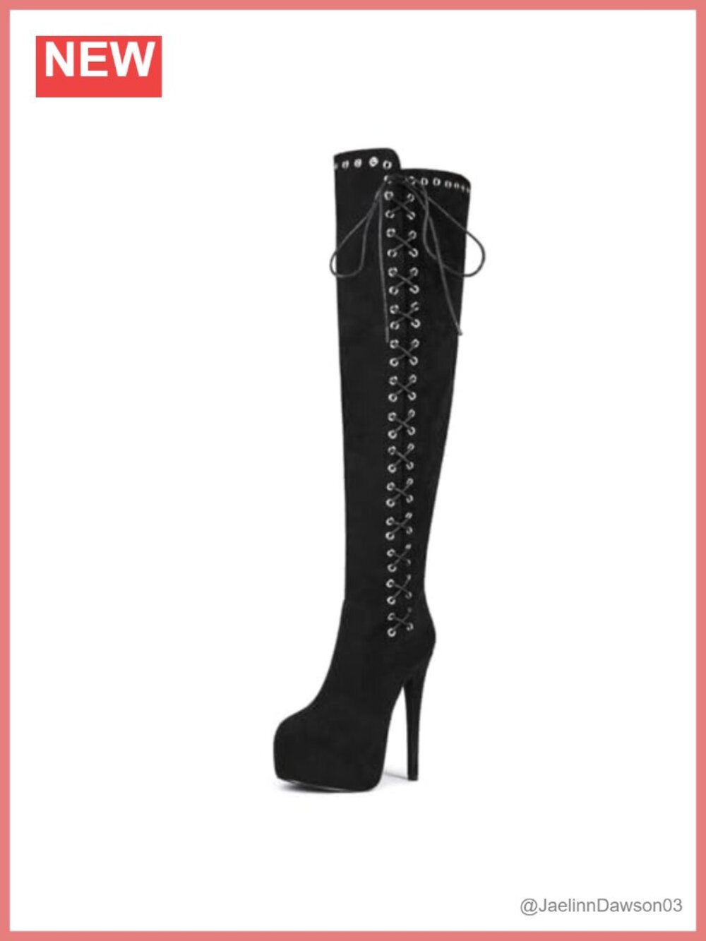 Women's Suede Thigh High Lace Up Platform Stiletto Boots Round Toe